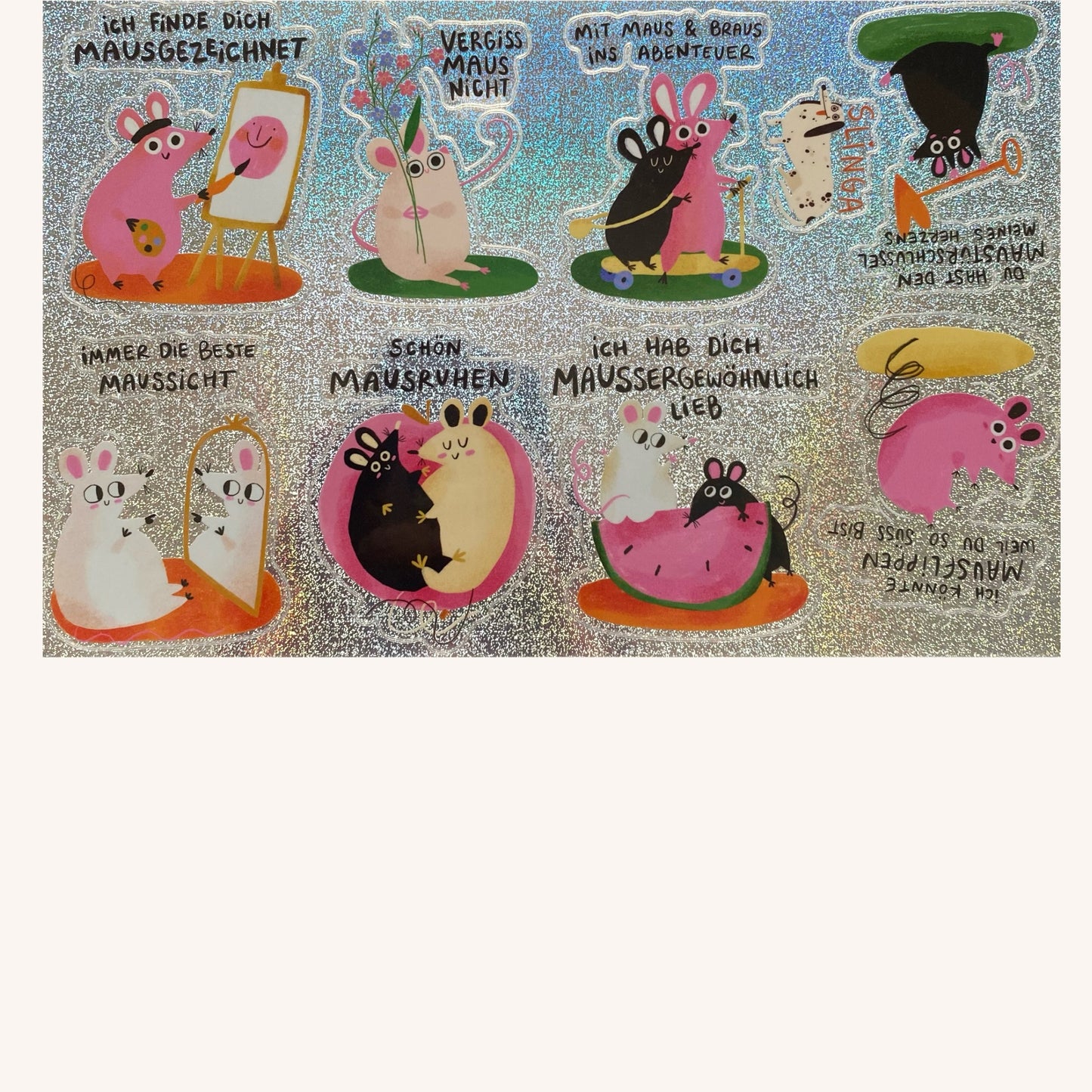 Glitzer Mäuse Stickersheet