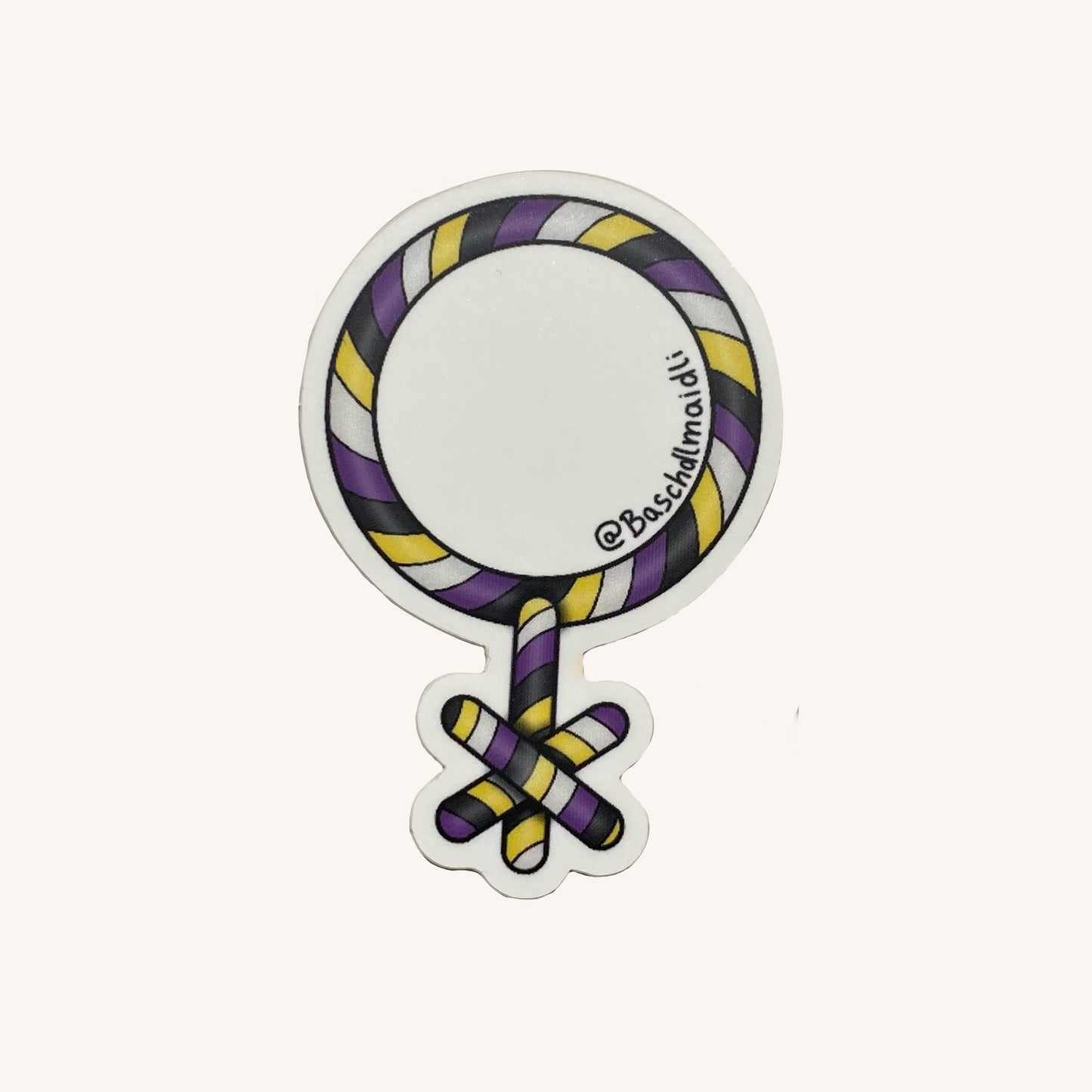 Nonbinary Pride Candy Cane Sticker