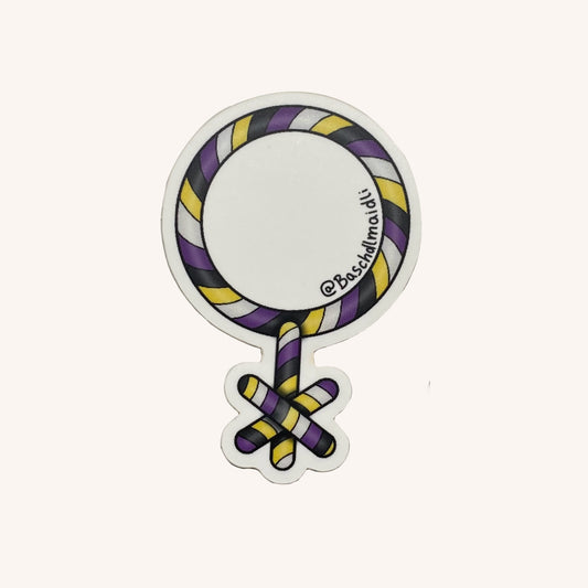 Nonbinary Pride Candy Cane Sticker