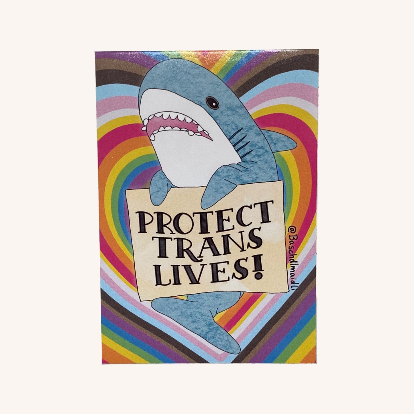 Protect trans lives Blåhaj plushy shark pride sticker